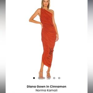 Norma Kamali One-Shoulder Midi Skirt in Cinnamon